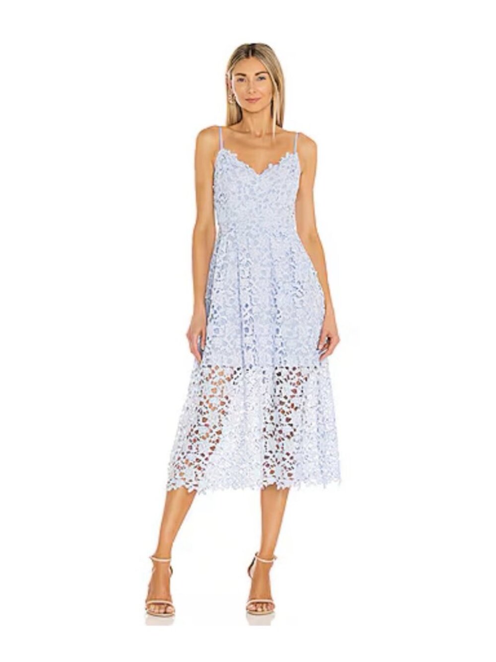 ASTR The Label Authentic Solid Periwinkle Blue Lace Crochet Tank Midi Dress S